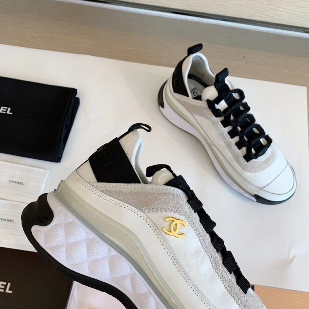 CHANEL VELVET SNEAKER IVORY AND BLACK G35617 - Image 7