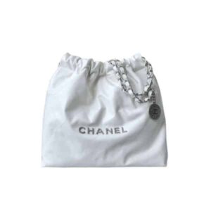CHANEL 22 HANDBAG WHITE SILVER 42CM AS3261