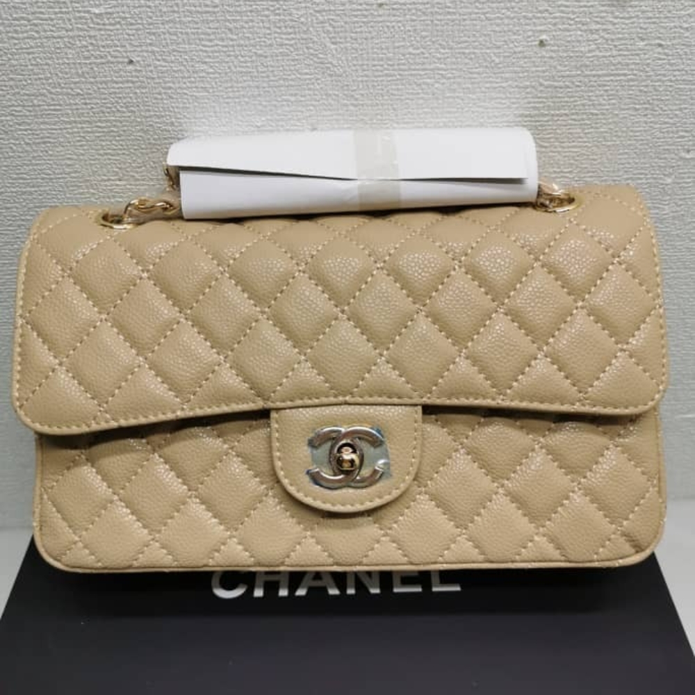 CHANEL CLASSIC GRAIN GOLD HARDWARE HANDBAG BEIGE 25CM A01112 - Image 2