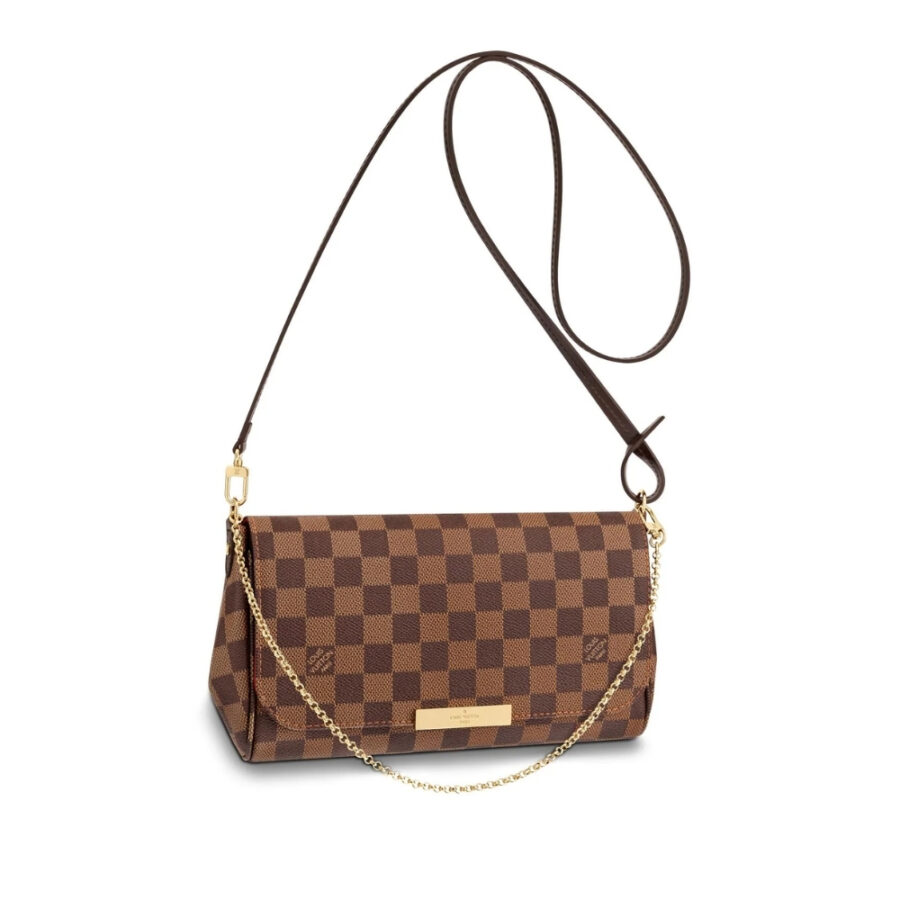 LOUIS VUITTON FAVORITE MM DAMIER EBENE BROWN 25CM N41129