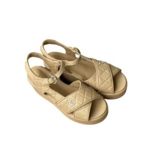 CHANEL QUILTED SANDALS BEIGE G39918