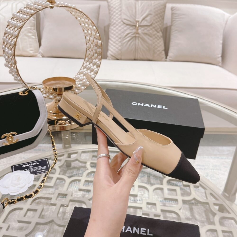 CHANEL SLINGBACK BEIGE BLACK G31319 Y50006 C8378 - Image 2