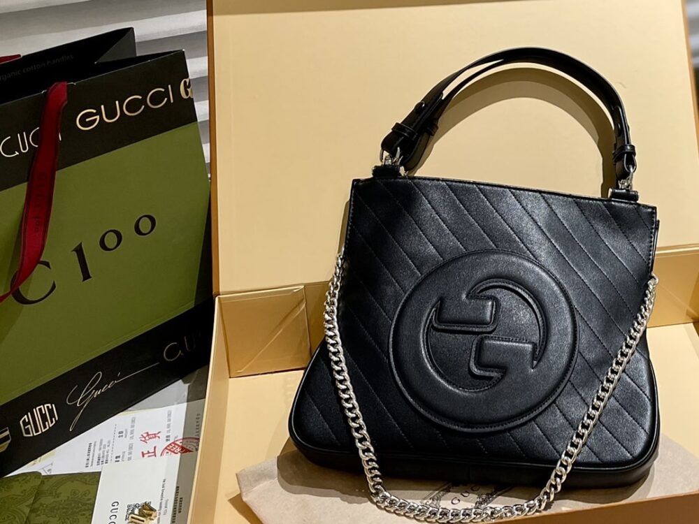 GUCCI BLONDIE SMALL TOTE BAG BLACK 30CM‎ 751518 1AAOW 9022 - Image 2