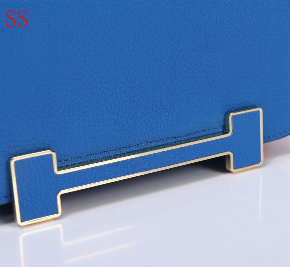 HERMES GETA BLACK CHEVRE GOLD HARDWARE BLUE 20CM - Image 4