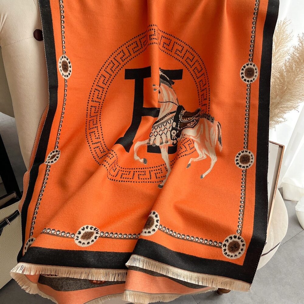 HERMES CASHMERE MUFFLER ORANGE - Image 3