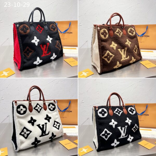 LOUIS VUITTON ONTHEGO MONOGRAM TEDDY FLEECE BLACK AND WHITE 40CM - Image 3