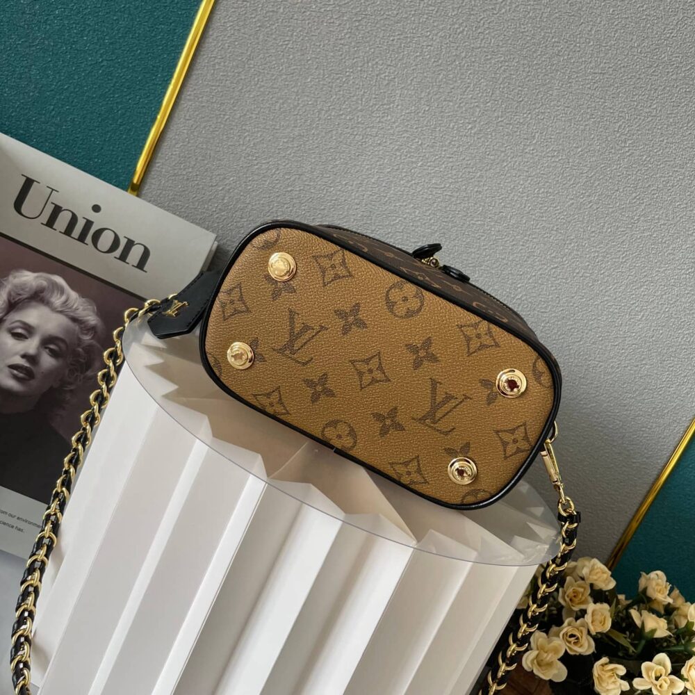 LOUIS VUITTON VANITY CHAIN POUCH MONOGRAM REVERSE CANVAS BROWN 19CM M47125 - Image 6
