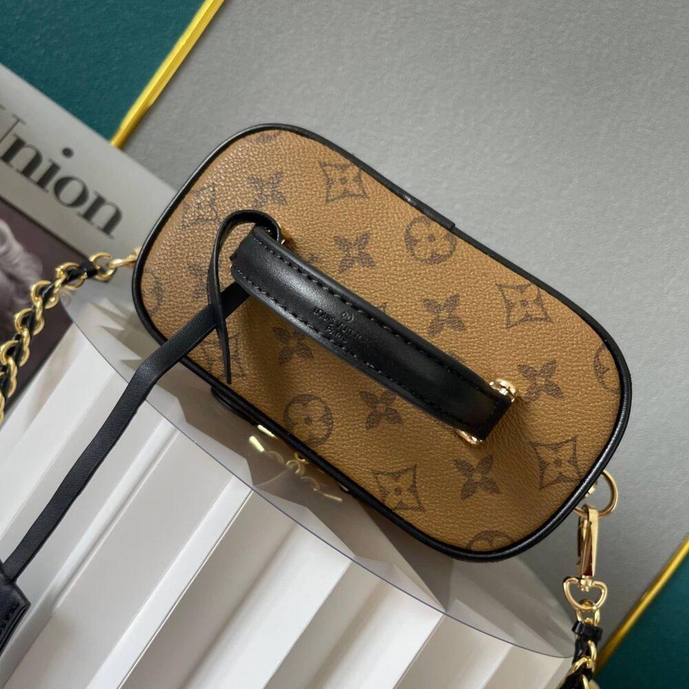LOUIS VUITTON VANITY CHAIN POUCH MONOGRAM REVERSE CANVAS BROWN 19CM M47125 - Image 5