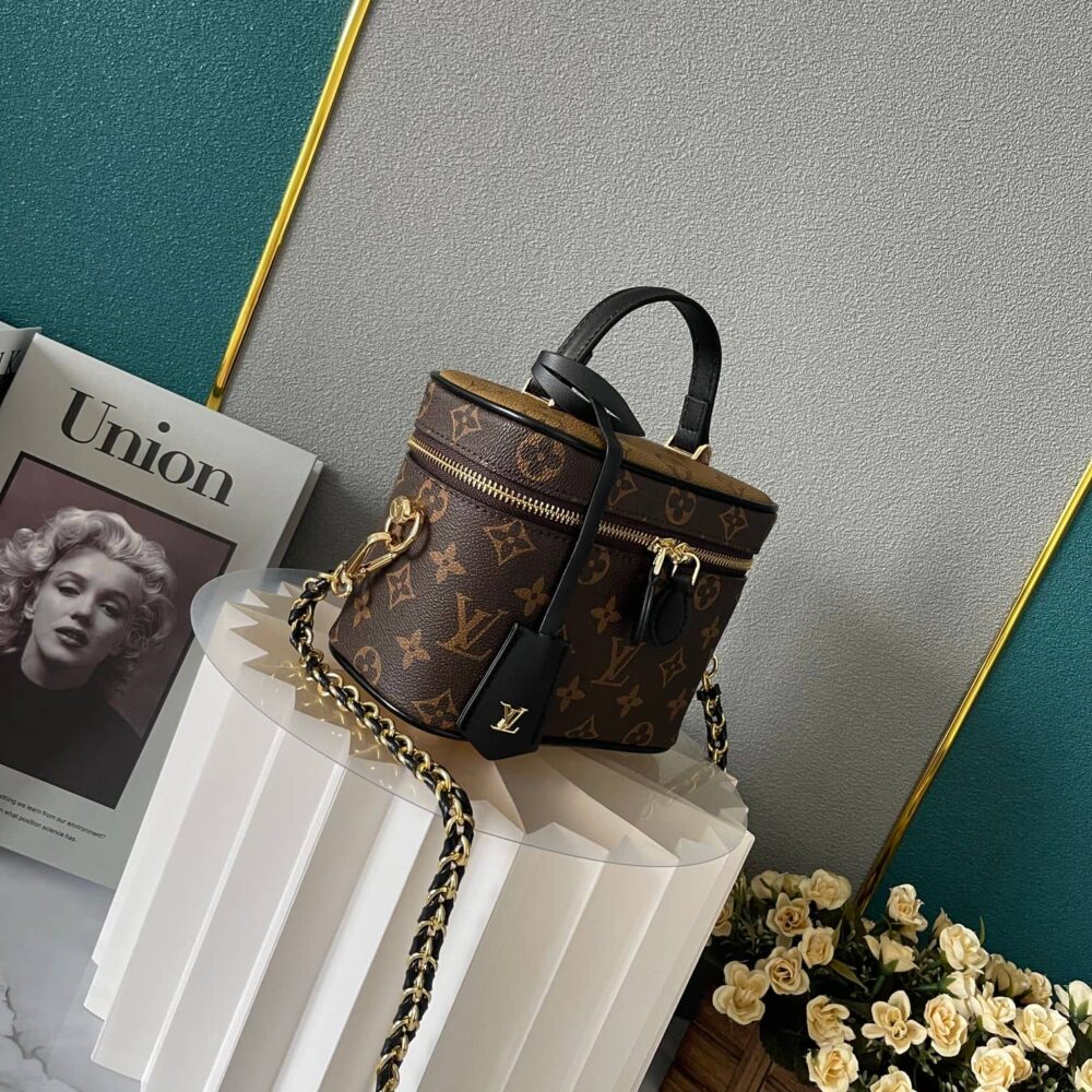 LOUIS VUITTON VANITY CHAIN POUCH MONOGRAM REVERSE CANVAS BROWN 19CM M47125 - Image 8