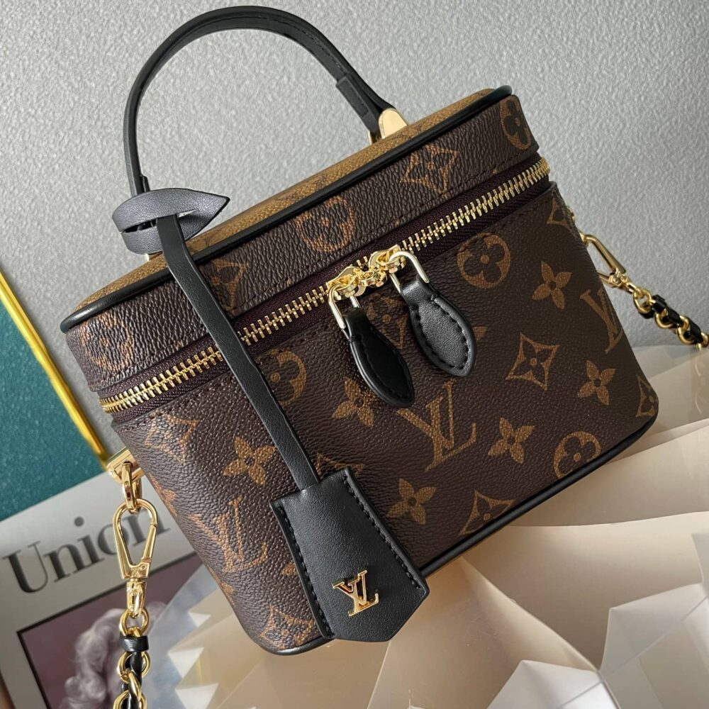 LOUIS VUITTON VANITY CHAIN POUCH MONOGRAM REVERSE CANVAS BROWN 19CM M47125 - Image 2