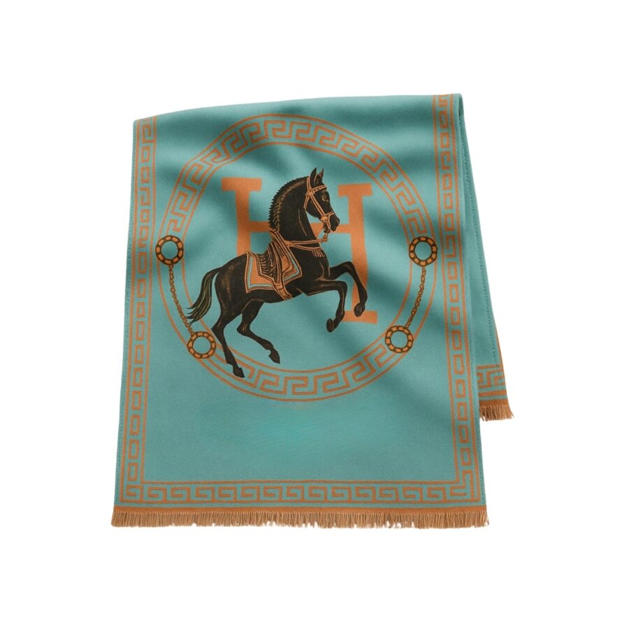 HERMES CASHMERE MUFFLER BLUE