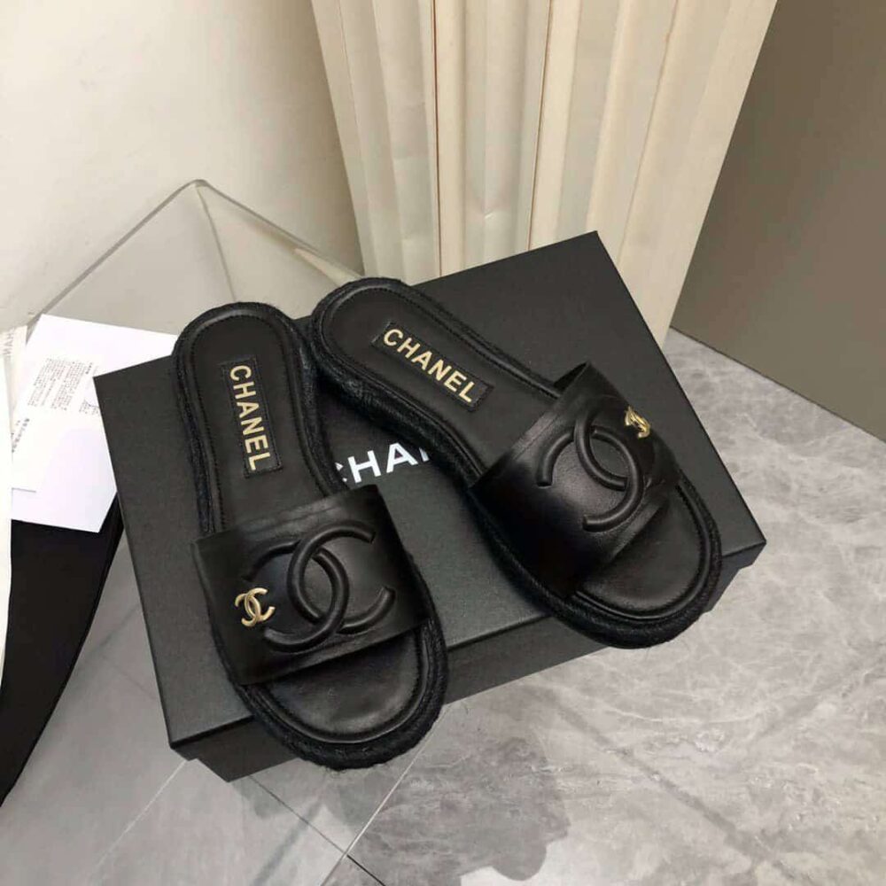 CHANEL BLACK SLIDE CC LOGO - Image 2
