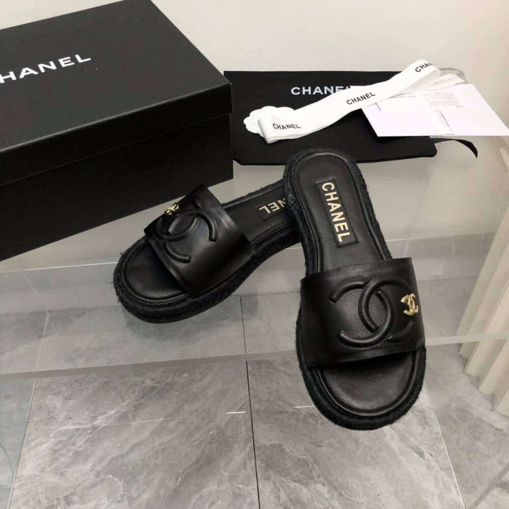 CHANEL BLACK SLIDE CC LOGO - Image 3