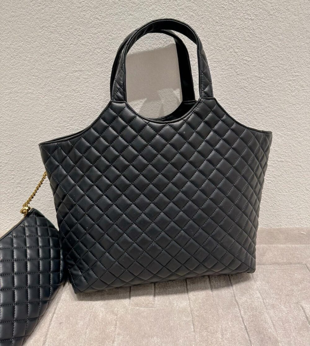 SAINT LAURENT ICARE SHOPPING BAG IN QUILTED BLACK GOLD 50CM - Image 4