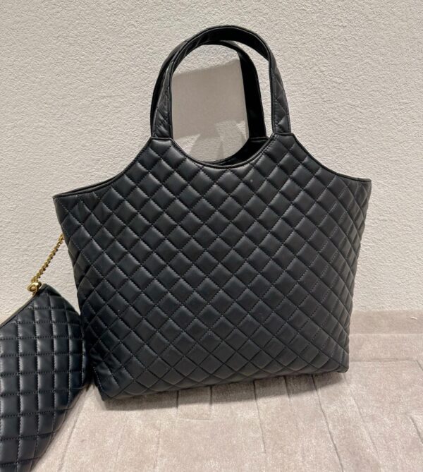 SAINT LAURENT ICARE SHOPPING BAG IN QUILTED BLACK GOLD 40CM - Image 4