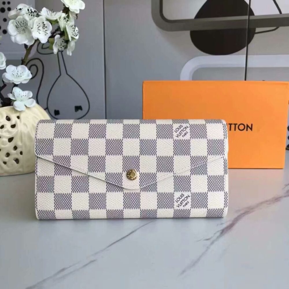 LOUIS VUITTON SARAH WALLET DAMIER AZUR CANVAS 19CM N63208 - Image 2