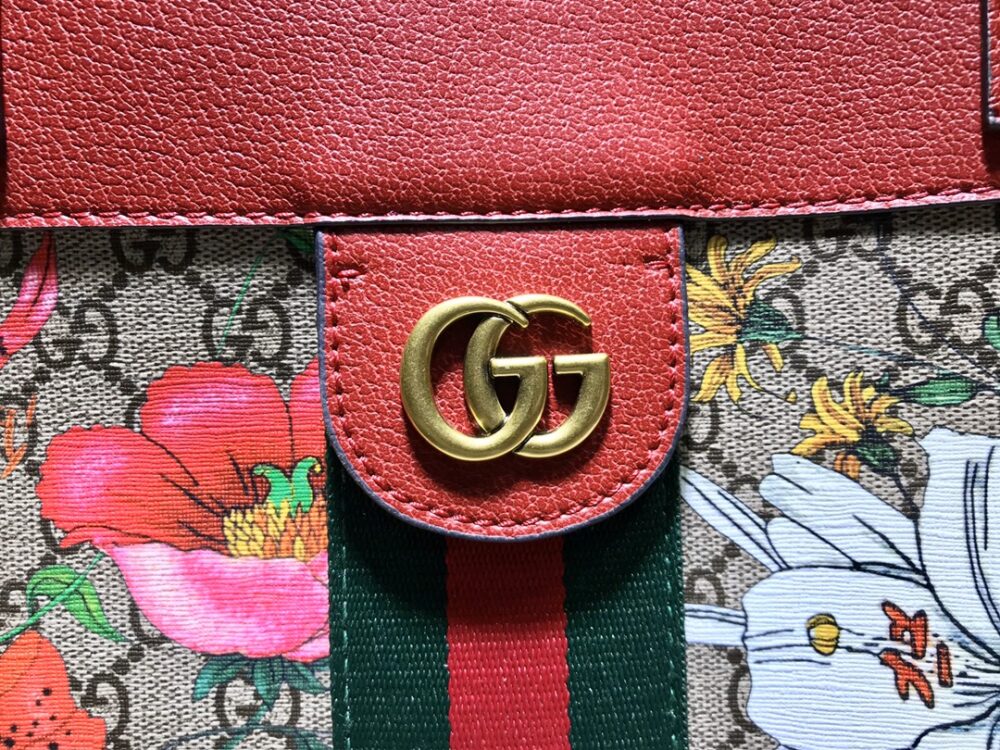 GUCCI OPHIDIA GG FLORA MEDIUM TOTE RED 44CM - Image 6