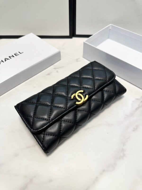 CHANEL LONG FLAP WALLET BLACK 19CM - Image 3