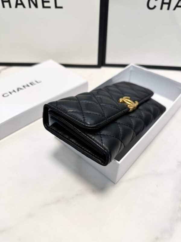CHANEL LONG FLAP WALLET BLACK 19CM - Image 4