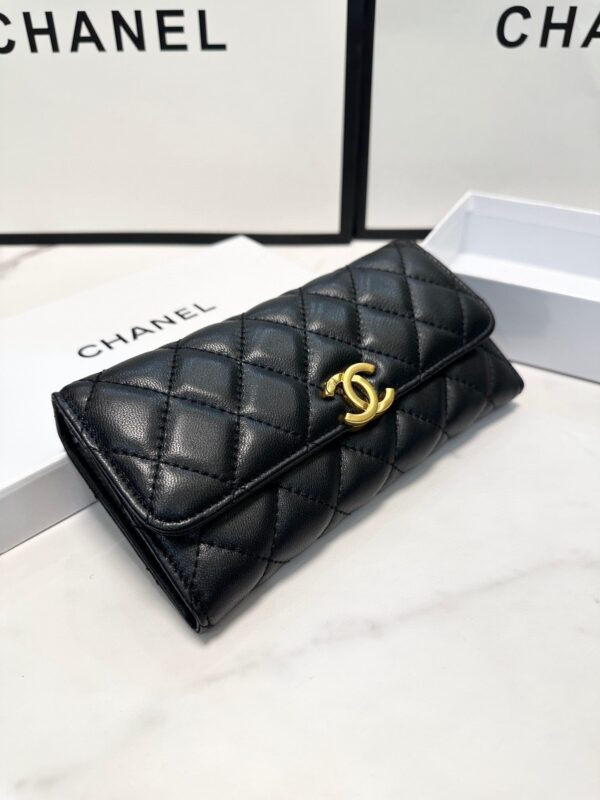 CHANEL LONG FLAP WALLET BLACK 19CM - Image 5