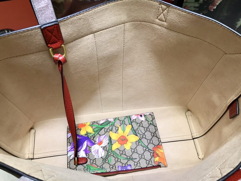 GUCCI OPHIDIA GG FLORA MEDIUM TOTE RED 44CM - Image 5