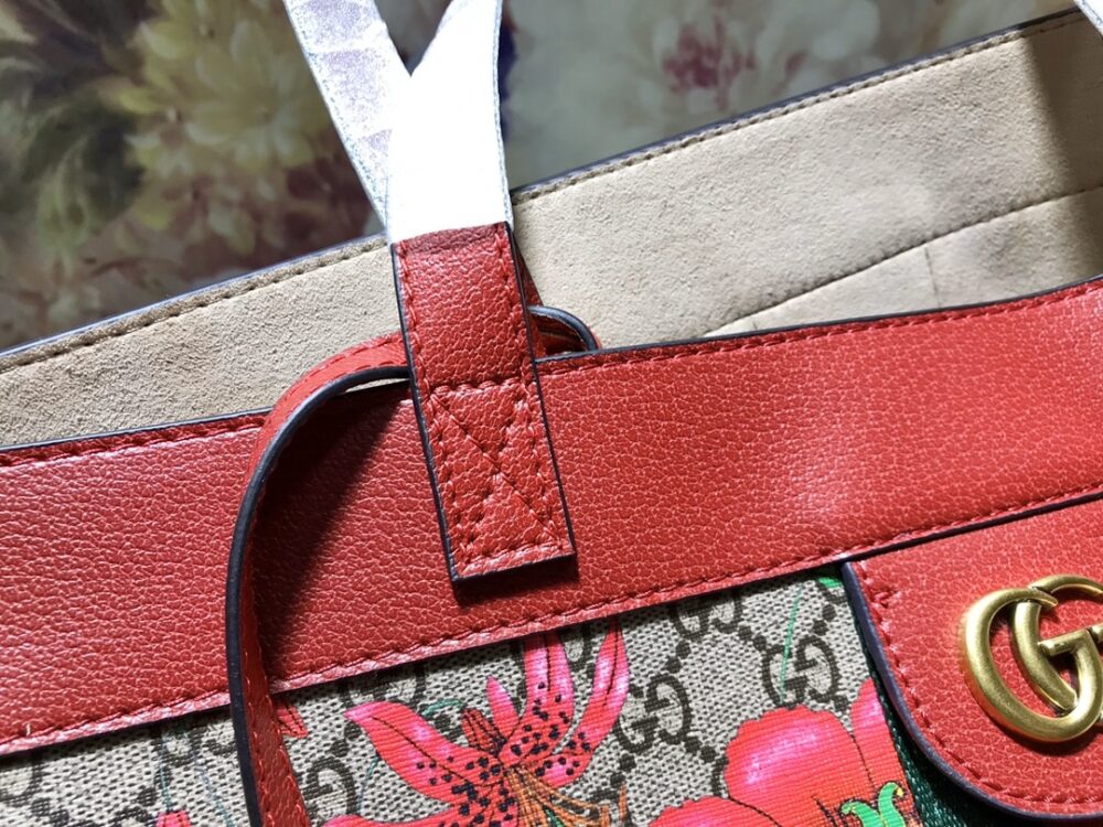 GUCCI OPHIDIA GG FLORA MEDIUM TOTE RED 44CM - Image 3