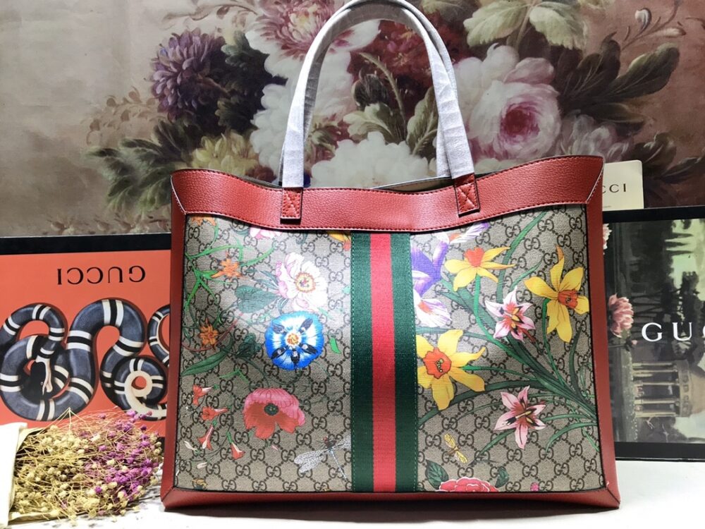 GUCCI OPHIDIA GG FLORA MEDIUM TOTE RED 44CM - Image 2