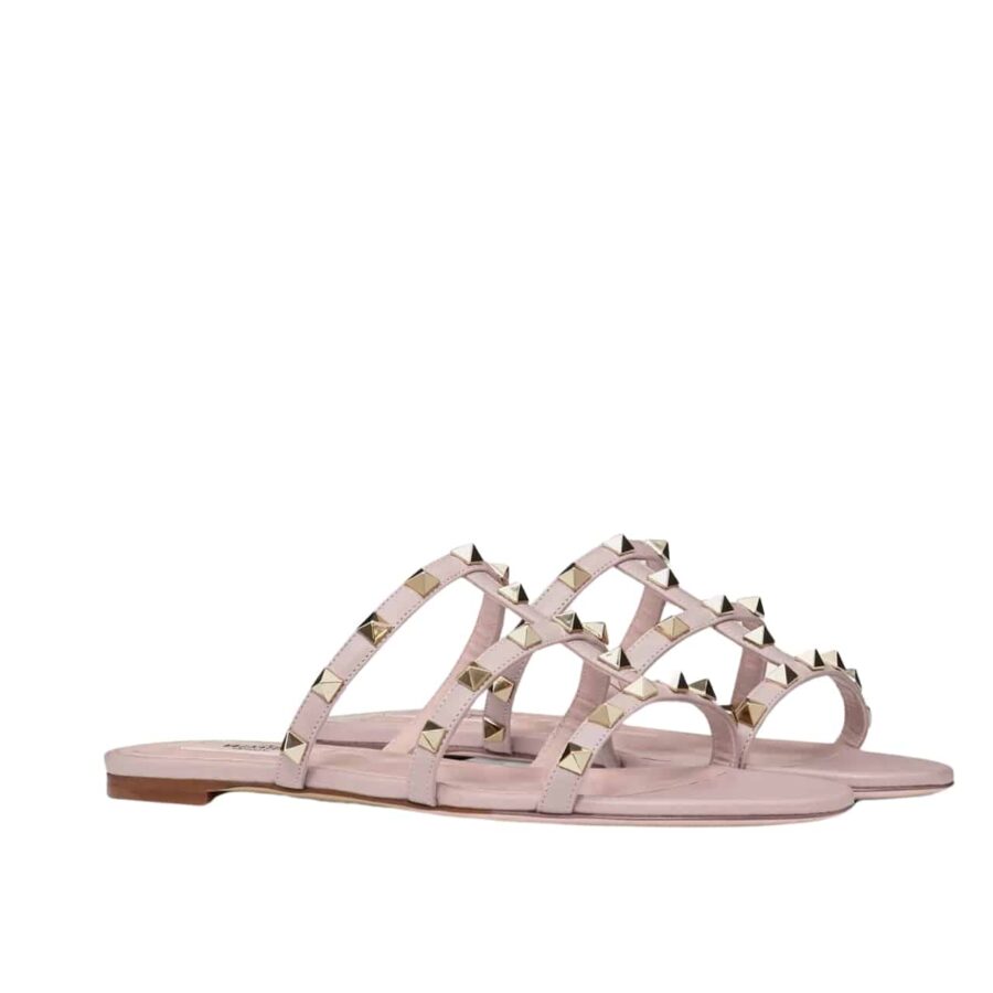 VALENTINO GARAVANI ROCKSTUD FLAT SLIDE SANDAL PINK 5W2S0C49VOD P45