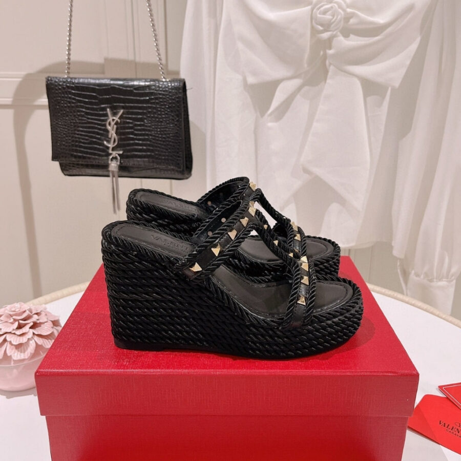 Alternative view of Valentino Rockstud Wedge In Black 90mm 4W2S0GI5BAE 0NO