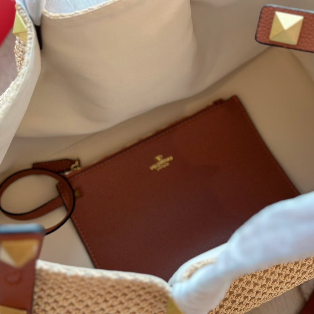 Valentino Garavani Medium Straw Summer Tote Beige 35Cm 7W2B0K39YCE D84 - Image 10