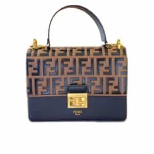 FENDI KAN I LEATHER BAG BROWN 25CM