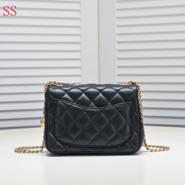CHANEL MINI FLAP BAG WITH FLOWER CHAIN BLACK 18CM - Image 3