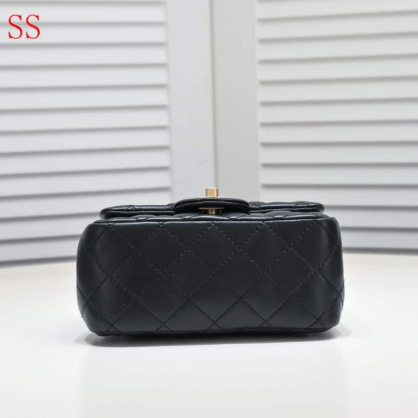 CHANEL MINI FLAP BAG WITH FLOWER CHAIN BLACK 18CM - Image 4