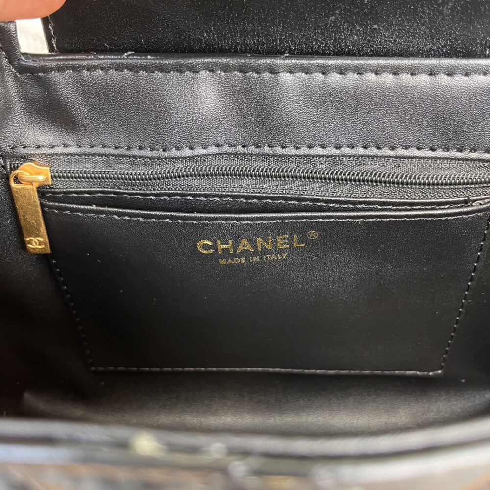 CHANEL MINI SHOPPING BAG SHINY AGED GOLD TONE METAL BLACK 22CM AS4416 B14296 94305 - Image 3