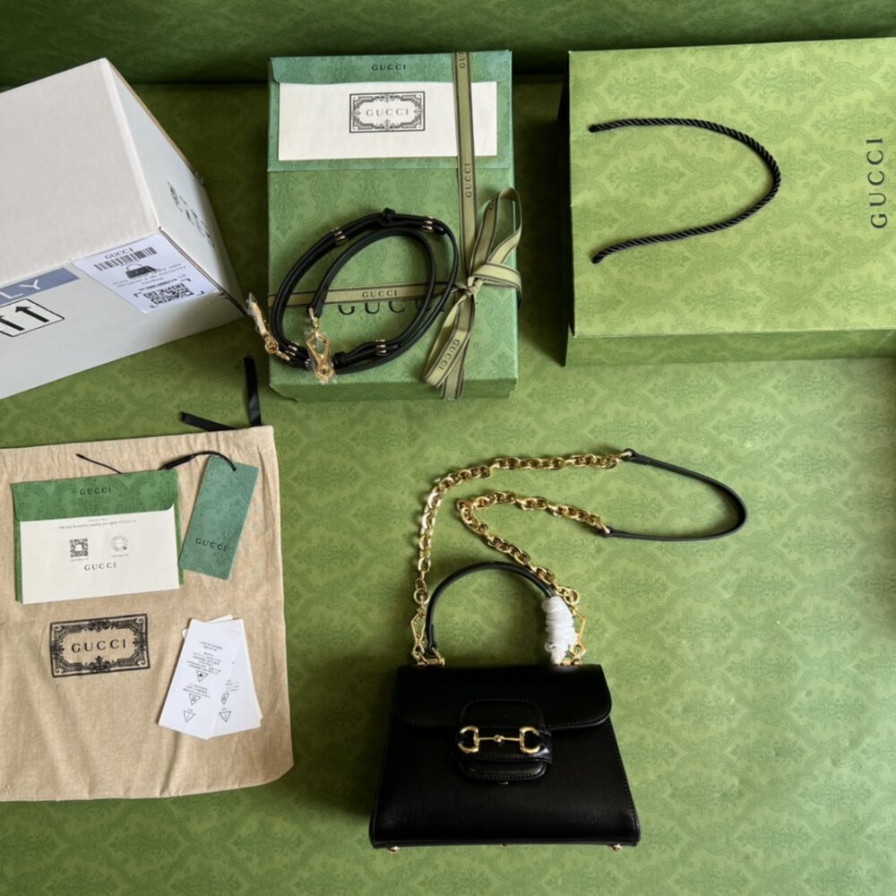 GUCCI HORSEBIT 1955 MINI BAG BLACK 22CM  703848 AAA7G 1000 - Image 2