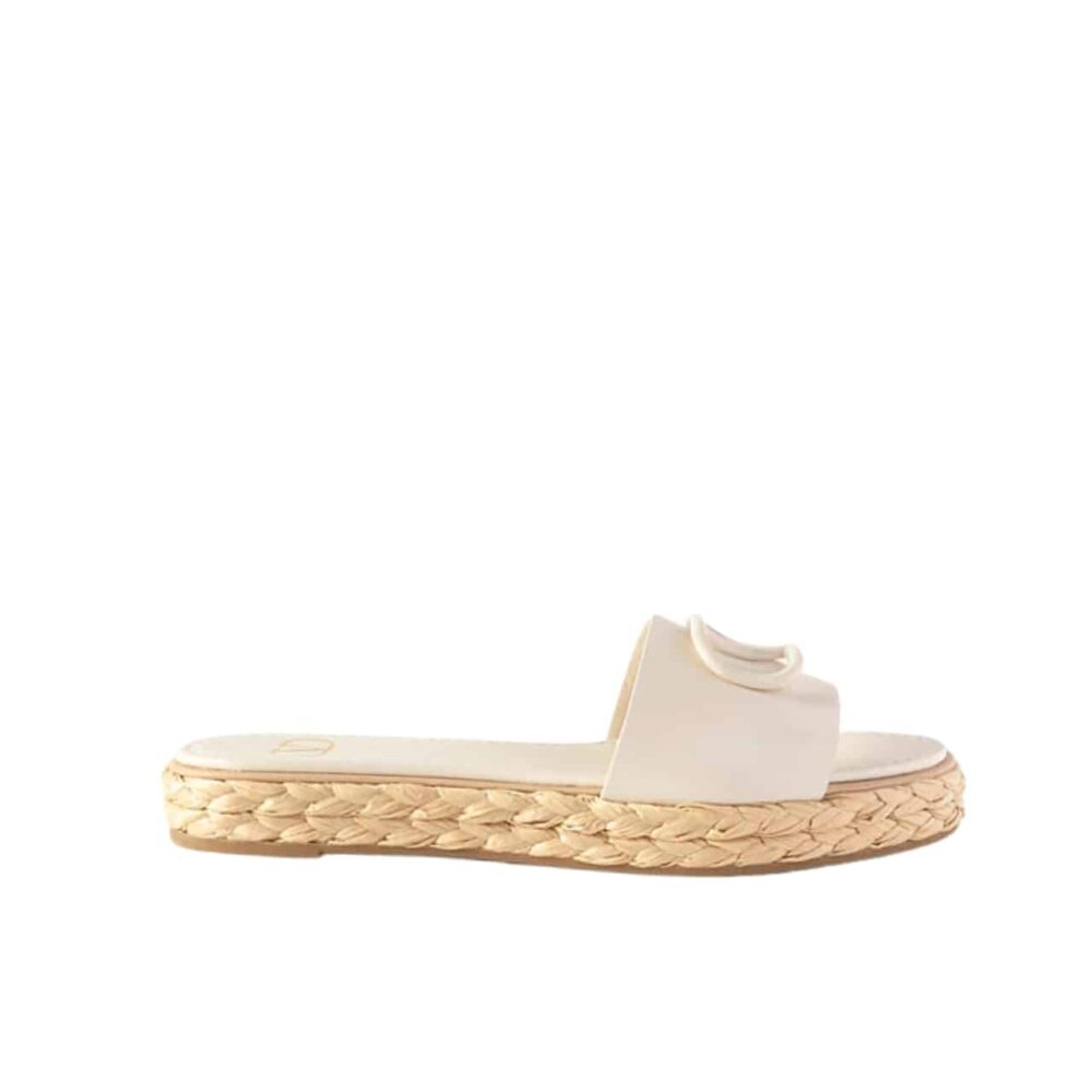 VALENTINO GARAVANI VLOGO SIGNATURE SLIDE SANDALS WHITE