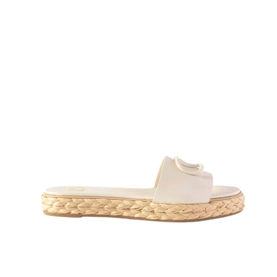 VALENTINO GARAVANI VLOGO SIGNATURE SLIDE SANDALS WHITE