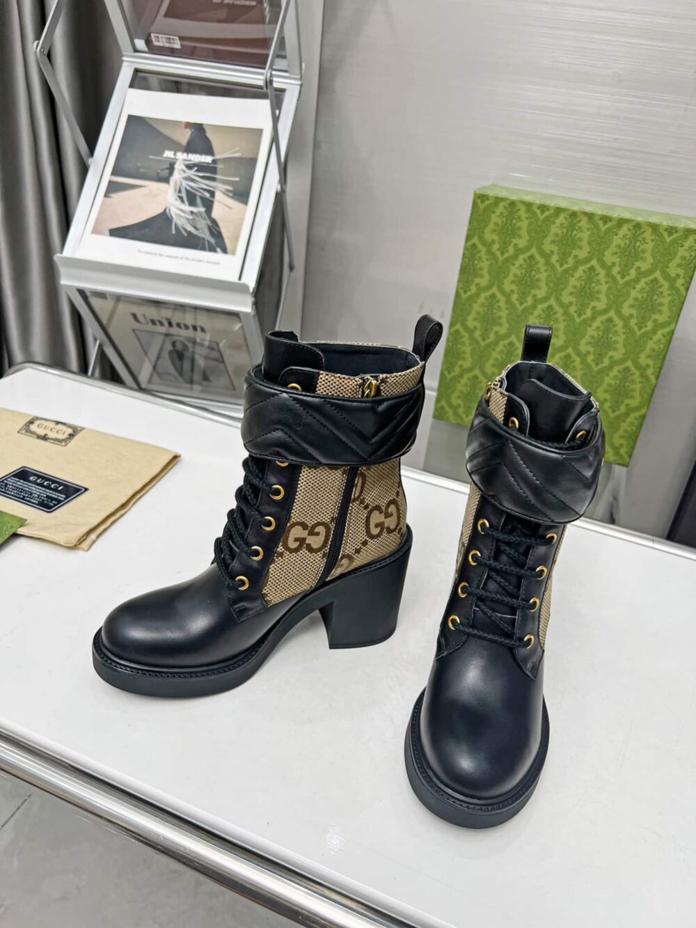 GUCCI WITH DOUBLE G ANKLE BOOTS CAMEL EBONY 719849 AABD0 1183 - Image 8