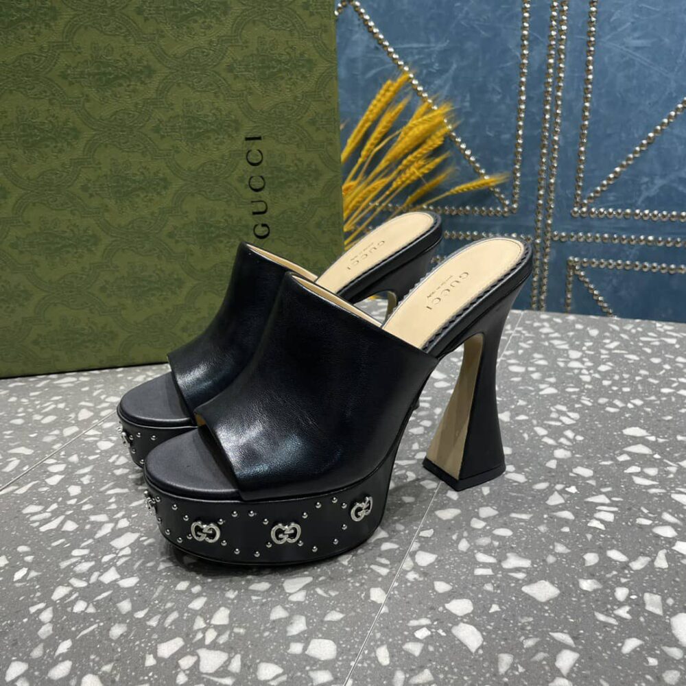 GUCCI WOMEN'S PLATFORM SLIDE SANDAL BLACK 740426 C9D00 1000 - Image 2