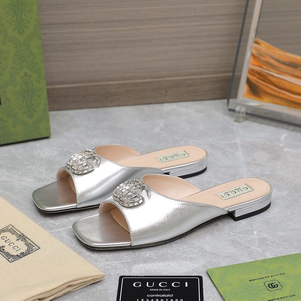 GUCCI GG CRYSTAL SLIPPERS SILVER - Image 3