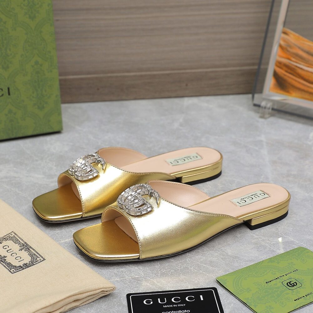 GUCCI GG CRYSTAL SLIPPERS GOLD - Image 5
