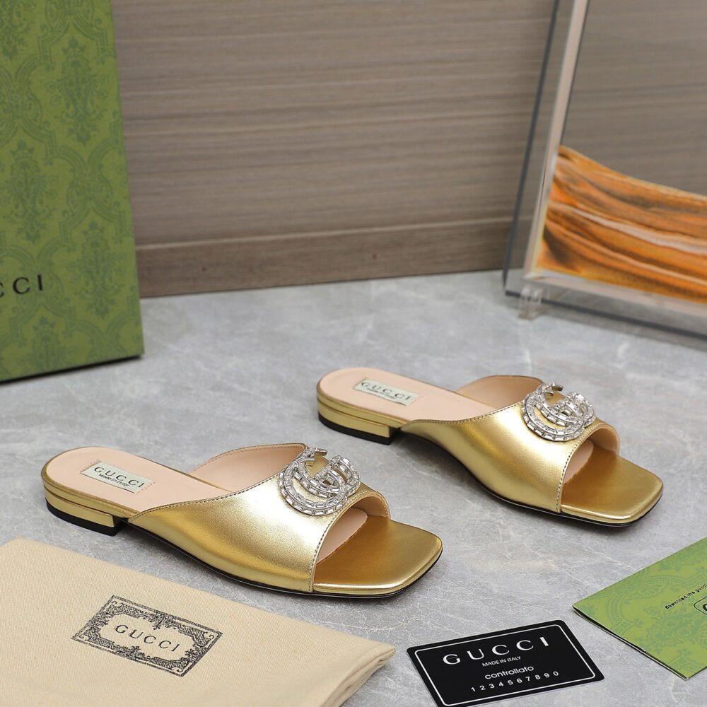 GUCCI GG CRYSTAL SLIPPERS GOLD - Image 6