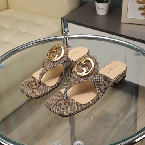 Alternative view of Gucci Blondie Thong Canvas Sandals Ebony Brown 752659 9I650 9769
