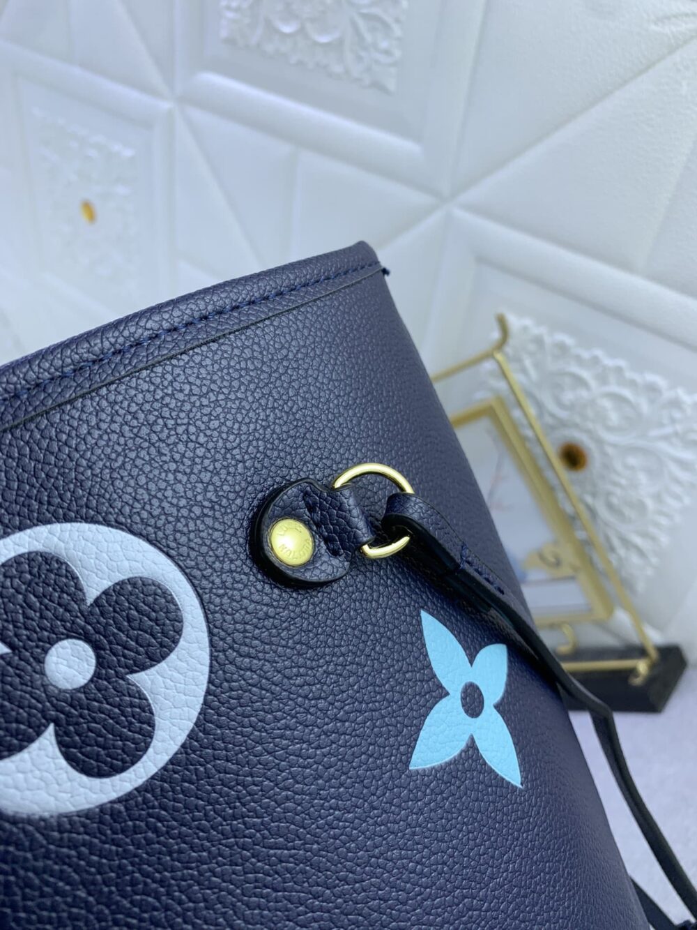 LOUIS VUITTON NEVERFULL MM MONOGRAM EMPREINTE BLUE 31CM M46514 - Image 5