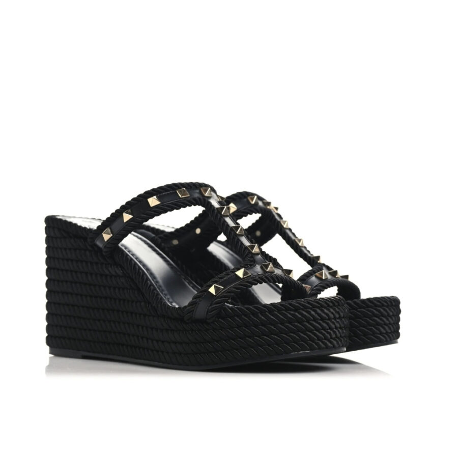 Valentino Garavani Rockstud Wedge Sandals Black