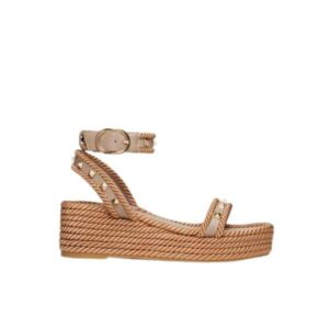 VALENTINO ROCKSTUD FLATFORM SANDAL IN BEIGE 2W2S0GI3BAEP45