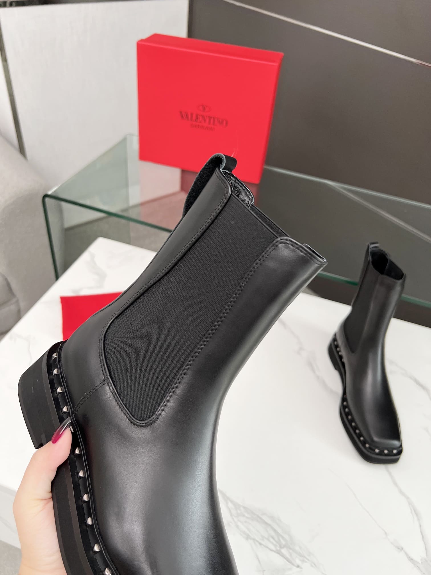 VALENTINO GARAVANI M WAY ROCKSTUD ANKLE BOOT IN LEATHER BLACK 4Y2S0H08PMA 0NO - Image 5