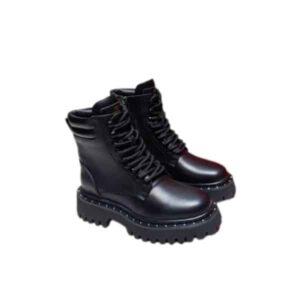 VALENTINO GARAVANI ROCKSTUD COMBAT BOOT ROMAN STUD BLACK