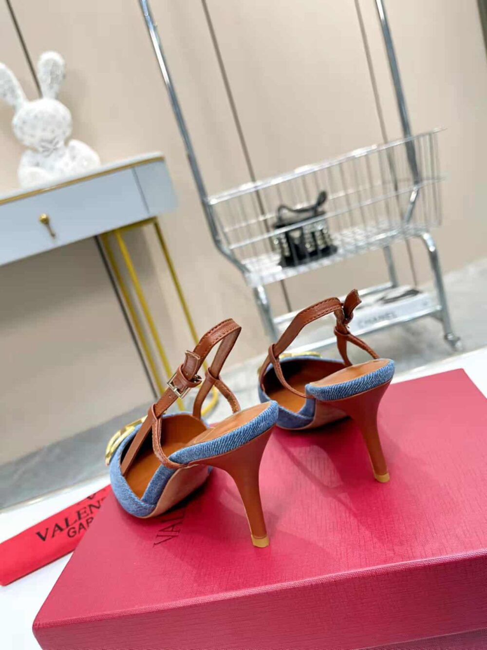 VALENTINO GARAVANI VLOGO DENIM SLINGBACK PUMPS DENIM - Image 3