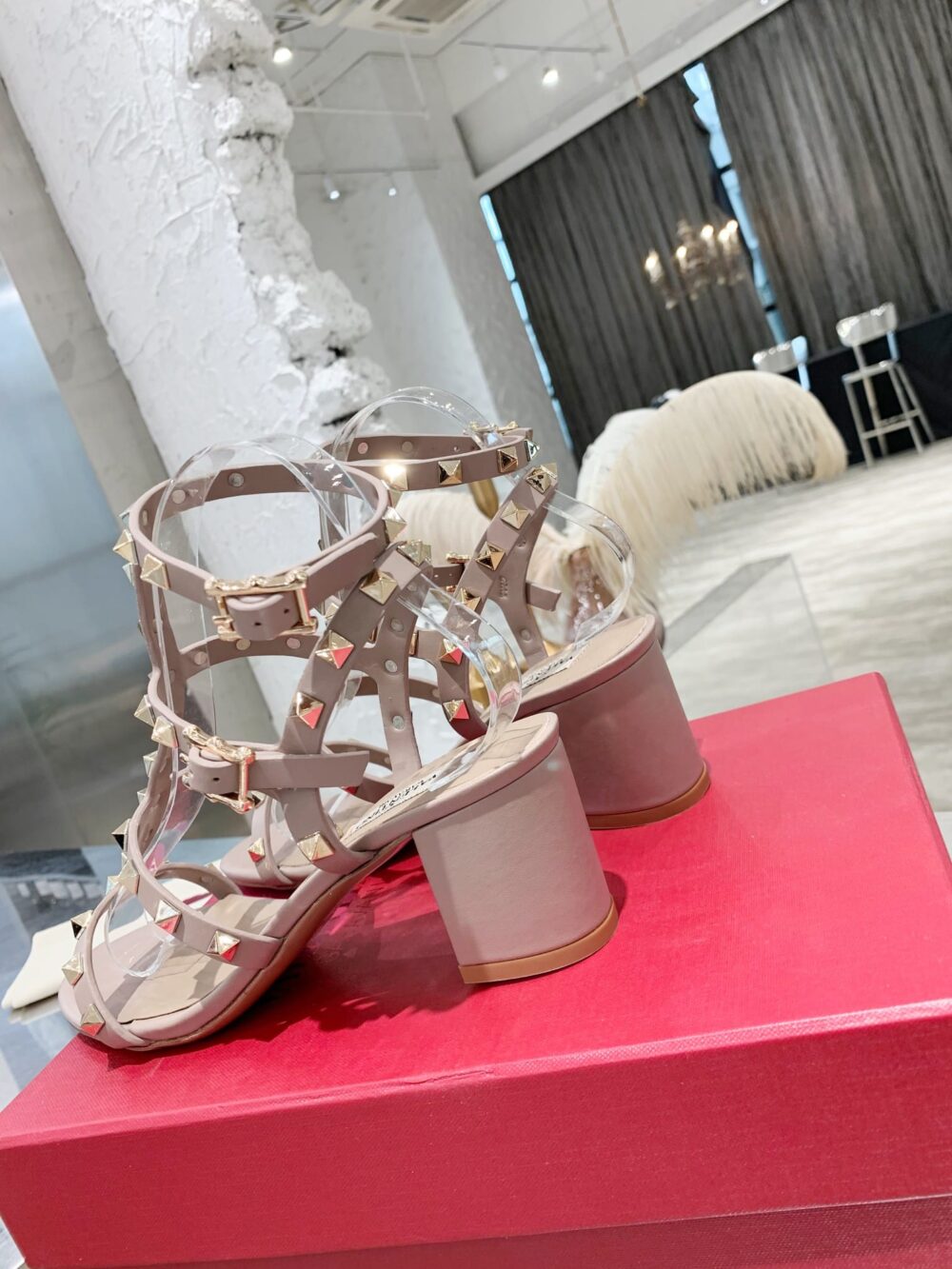 VALENTINO GARAVANI ROCKSTUD ANKLE STRAP SANDAL BEIGE 5W2S0491VBP P45 - Image 3